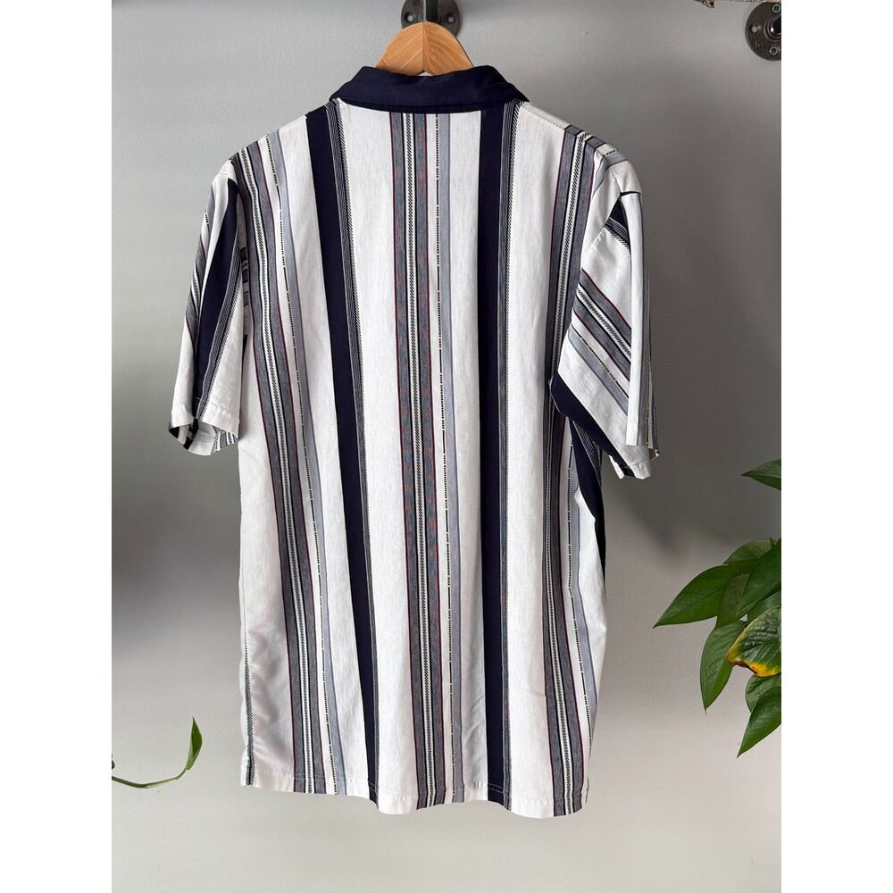 Vintage Late 90's Palmland Club Stripe Polo Golf Shirt Men's Small Navy/Maroon View 2